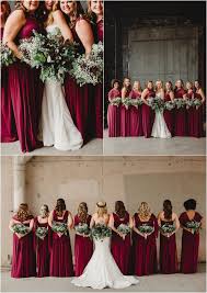 Winter Wedding With Cranberry Bridesmaids Gowns At Jackson Terminal In Downtow Winter Bridesmaid Dresses Rustic Bridesmaid Dresses Cranberry Bridesmaid Dresses