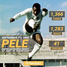 He epitomised the flair, joy and passion the brazilians bought to the game. Squawka Football On Twitter On This Day In 1956 Pele Scored On His Debut For Santos At The Age Of 15 The Rest Is History