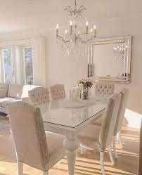 Very Monochromatic But Beautiful Dining Room With All The Lovely Sparkly Components Combined Luxury Dining Room Dining Room Cozy Beautiful Dining Rooms