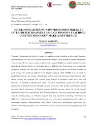 Check spelling or type a new query. Pdf Developing Listening Comprehension Skills By Interpreter Trainees Through Prosody Teaching Does Methodology Make A Difference Mahmood Yenkimaleki Academia Edu