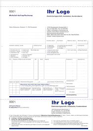 Vordruck m printed form, blank. Werkstatt Auftrag Rechnung Service Werkstatt Elektrofachhandler