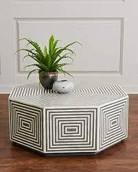 Bone Inlay Coffee Table Geometric Hexagonal Black And White Bone Inlay Centre Table Bone Inlay Furniture Inlay Furniture Bone Inlay