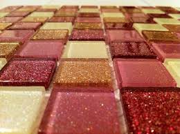 Unique Tile Not Sure About The Pink Red But I Like The Idea Great For Kitchen Or Bathroom Glittergrout Sparkly Tiles Glitter Tiles Bathroom Tile Designs