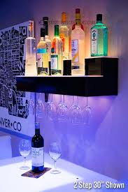 Led Lighted Liquor Shelves Illuminated Home Bar Displays 2 Tiers Diy Home Bar Home Bar Designs Wine Glass Rack