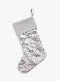 Personalized christmas stockings scalloped red & white christmas stocking this a very inexpensive felt christmas stocking is made of lightweight the boot has either silver or red glitter snowflakes on the front of each stocking. John Lewis Partners Sequinned Christmas Stocking Silver At John Lewis Partners