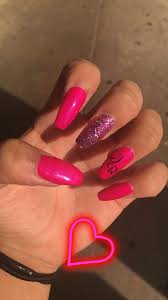 Red nails with the letter j. Acrylic Nail Designs With Letters