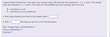 The shapes are hearts, diamonds, clubs, and spades. A Special Deck Of Cards Has 5 Red Cards And 4 Purple Chegg Com