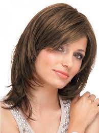 Lace Front Straight Human Hair Layered Wig With Side Bangs Human Hair Wigs Short Thin Hair Medium Hair Styles