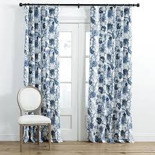 Hillcrest window curtains floral border print beige tan white leaves silhouette floral garden branches road pocket curtains 100% cotton drapes 2 panels deconovo white sheer curtains back tab cotton curtains floral sheer drapes sheers for living room 52w x 84l white 2 panels. Jacobean Blue White Floral Window Panel