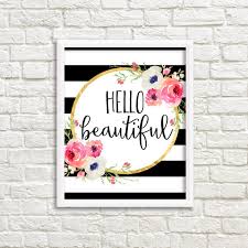 Black And White Striped Wall Decor Pin By Julie Colaw Phillips On Dream Senior Year In 2020 Black And White Painting Pink Watercolor Flower Hello Beautiful