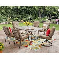 Mainstays Charleston Park 7 Piece Dining Set Brown Walmart Com Dining Furniture Sets 7 Piece Dining Set Patio Dining Set