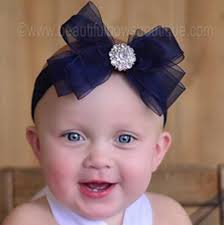 Make Memories She Ll Always Remember With This Navy Blue Organza Ribbon Infant Headband Or Toddler S Hair Bow To D Blue Hair Bows Baby Girl Headbands Hair Bows
