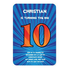 Birthday Invitation Card For 10 Year Old Boy 10th Birthday Party Invitation Boy Zazzle Com 10th Birthday Parties Boy Birthday Party Invitations Birthday Party Invitations