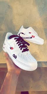 Black Air Forces With White Laces Cdg With Off White Laces All Nike Shoes Hype Shoes Custom Nike Shoes