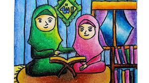 Gambar tersebut bisa anda unduh langsung, caranya silahkan k. Cara Menggambar Anak Mengaji Al Qur An Cara Mewarnai Anak Membaca Al Quran Youtube