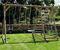 Triple Swing Frame With Net Frame Caledonia Play Kids Garden Swing Climbing Frame Backyard Play
