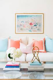Product titlewinhome decorative white and coral pink greek key bo. White Sofa With Pink And Blue Pillows Contemporary Living Room