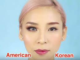 Englisch ausgabe von lilin yang , leah ganse, et al. Woman Shows The Differences Between American And Korean Makeup