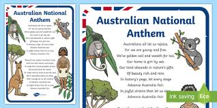 The australian anthem or australian national hymn is advance australia fair which was composed by peter dodds mccormick and copy righted by him in 1915. Australian National Anthem A4 Display Poster Teacher Made