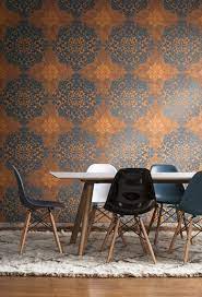 Living room burnt orange couch design pictures remodel cozy. Trendy Blue And Burnt Orange Lace Medallion Wallpaper From Wallquest S Nova Collection Medallion Wallpaper Large Geometric Wallpaper Bedroom Wallpaper Orange