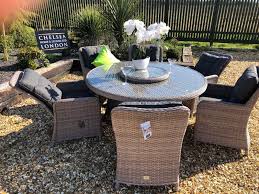 Dining sets with reclining chairs. Premium Edition Round Rattan Dining Set With Reclining Chairs Chelsea Home And Leisure Ltd