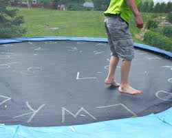 Dear & wolf, only jumping round the edge!!, egg, one person gets in the middle and holds his/her legs and another person has to jump until she/he lets go, get balls and dodge them, its extremely fun!! Fun Trampoline Games For Learning Letters Hands On As We Grow