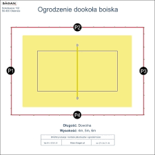 Boisko jest prostokątem o wymiarach 16 m x 8 m otoczonym wolną strefą o szerokości 5 metrów. Ogrodzenie Boiska Do Siatkowki Plazowej