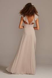 Ruffle Spaghetti Strap Chiffon Bridesmaid Dress David S Bridal Bridesmaid Dresses Long Chiffon Spaghetti Strap Bridesmaids Dresses Bridesmaid Dresses