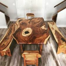 Tables By Kini Ziegner At Oahu Hawaii Monkey Pod Dining Table W Chairs Benches Woodworkingproj Live Edge Dining Table Industrial Style Coffee Table Table