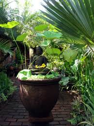 Front Entrance Buddha Statue In Lotus Pot Balinese House Balinese Garden Buddha Garden Balinese Garden Bali Garden