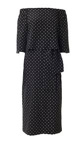 Black And White Polka Dot Dress Off The Shoulder Tibi Diffusion Polka Dot Off The Shoulder Dress Winter Wedding Fashion Guest Dresses Dresses To Wear To A Wedding