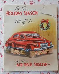 Vintage 1940s Christmas Greeting Card Family Air Raid Shelter Car Vintage Christmas Cards Vintage Christmas Greeting Cards Vintage Christmas