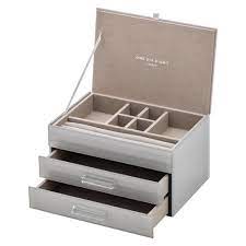 Our new personalised jewellery organiser box offers someone you love the gift of being organised *mic drop*. Onesixeightlondon Cool Grey Gabriella Medium Personalised Glass Jewellery Box Temple Webster