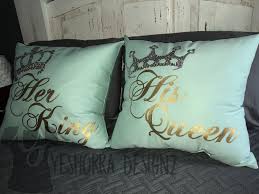 King Queen Pillows Her King His Queen Wedding Gifts Wedding Decor Couples Gift Matching Pillows Bride Gift By Yesh Queen Gifts Pillows Colorful Pillows