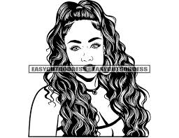 Latina Woman Face Hoops Earrings Long Curly Hairstyle Beautiful Lady Make  up Model Cosmetic Melanin SVG PNG JPG Vector Designs Cut Files