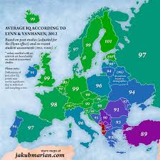 Iq or intelligence quotient is a set of standardized tests designed to measure the intelligence of individuals. Average Iq In Europe By Country Map