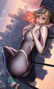 spider-man,spider-man: into the spider-verse,spider-man: across the  spider-verse gwendolyn maxine stacy,spider-gwen doujin pictures by liang  xing about spider-man_%28series%29(スパイダーマン（シリーズ）) medium_hair(ミディアムヘア)  parted_lips(別れた唇 ...