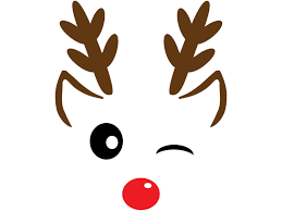 Winter Holiday Christmas Clip Art Reindeer Face Winking Etsy Christmas Drawing Reindeer Face Christmas Stencils