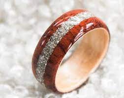 Wood Ring Hybrid Bubinga Ring Vintage Silver Glass Inlay Etsy Wooden Rings Engagement Wooden Wedding Ring Wedding Rings For Women