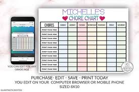 Editable Girl Chore Chart Schedule Printable Template You Edit Yourself Chore Charts First Than Chart Classroom Visual Schedule Diy Heart