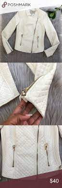 Zara Trafaluc White Quilted Faux Leather Jacket S In Good Used Condition White Moto Style Jacket Zara Jackets Coats Faux Leather Jackets Zara Moto Style