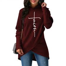 2018 New Fashion Faith Print Kawaii Sweatshirt Femmes Sweatshirts Hoodies Women