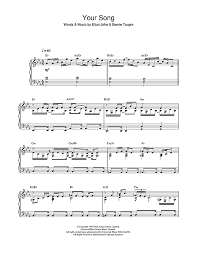 Elton John Your Song Sheet Music Notes Chords Score Download Printable Pdf Sheet Music Notes Song Notes Elton John Songs