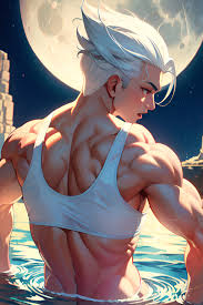 Anime Muscular Small Tits 30s Age Orgasm Face White Hair Slicked Hair Style Light  Skin Vintage Moon Back View Bathing Lingerie 3670318419648264472 - AI Hentai