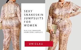 Uni Clau Women Plus Size Snakeskin Jumpsuits Sexy One Piece Outfits Drawstring Zipper Loose Leopard Clubwear Rompers Getting dressed has never been easier with these easy breezy one pieces. yoybuy