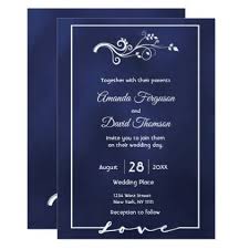 Wedding Invitation Card Midnight Blue And White Zazzle Com White Wedding Invitations Diy Simple Wedding Invitation Card Wedding Invitation Cards