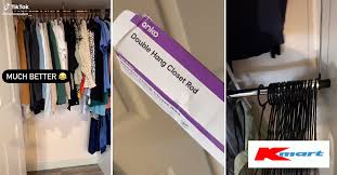 7 coated fabric shelves for folded garments and shoe storage; 6 Kmart Buy Doubles Wardrobe Space Brilliant