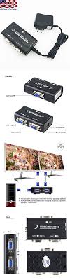 1 Pc To 2 Monitor 2 Port Vga Svga Video Lcd Splitter Box Adapter W Power Cable Ebay Vga Power Cable Monitor