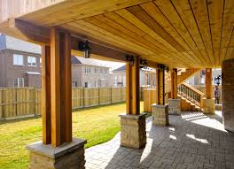 Classic roofless walkout basement patio with fire and. Walkout Basement Landscaping Houzz
