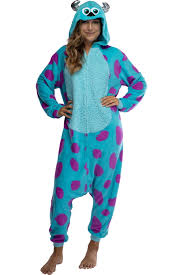 Disney Monsters Inc. Adult Sulley Kigurumi Sherpa Fleece Cosplay Costume  One-Piece Union Suit (LXL)